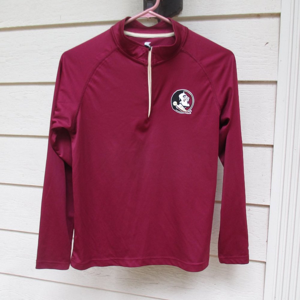 Youth Boys Colosseum 1/4 Zip FSU garnet pullover sz L 16 18 logo Florida State
